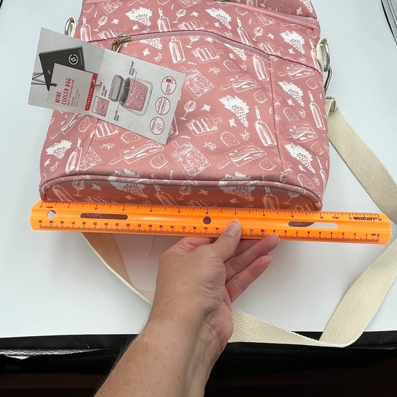 Live In Style Wine Cooler Bag Pink Picnic Insulated Bottle Holder Shoulder Strap - Picture 9 of 9